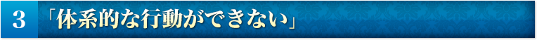 ３）「体系的な行動ができない」